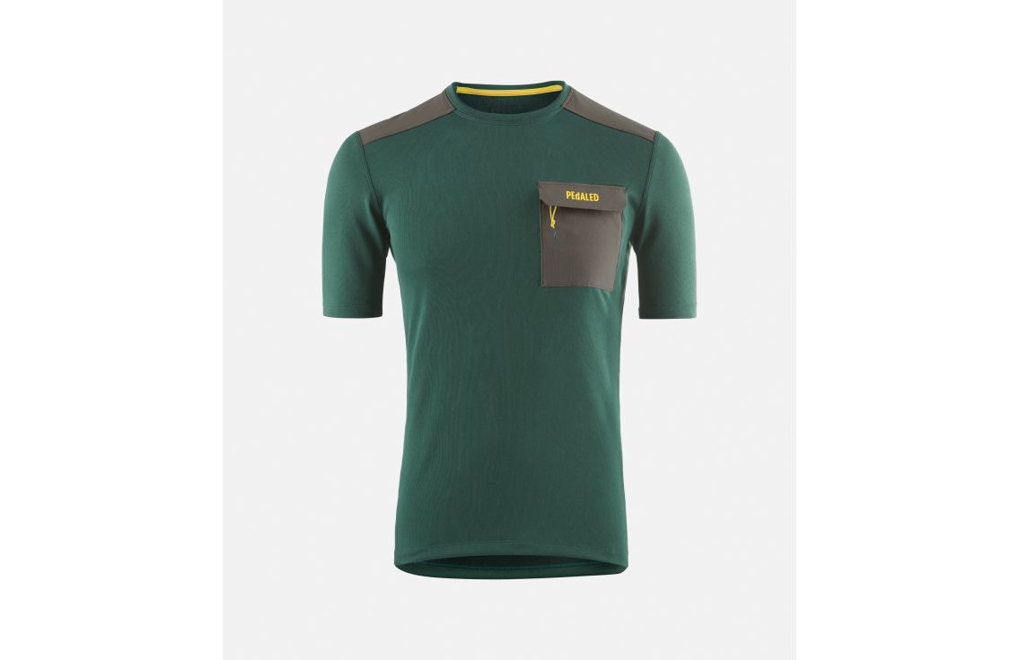 Cycling Merino Tee Green for Men - Front - Odyssey | PEdALED
