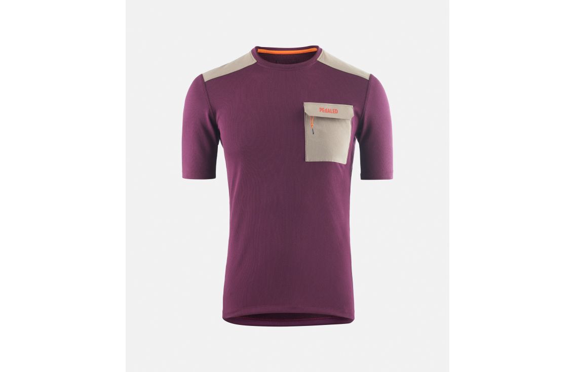 Cycling Merino Tee Purple for Men - Front - Odyssey | PEdALED

