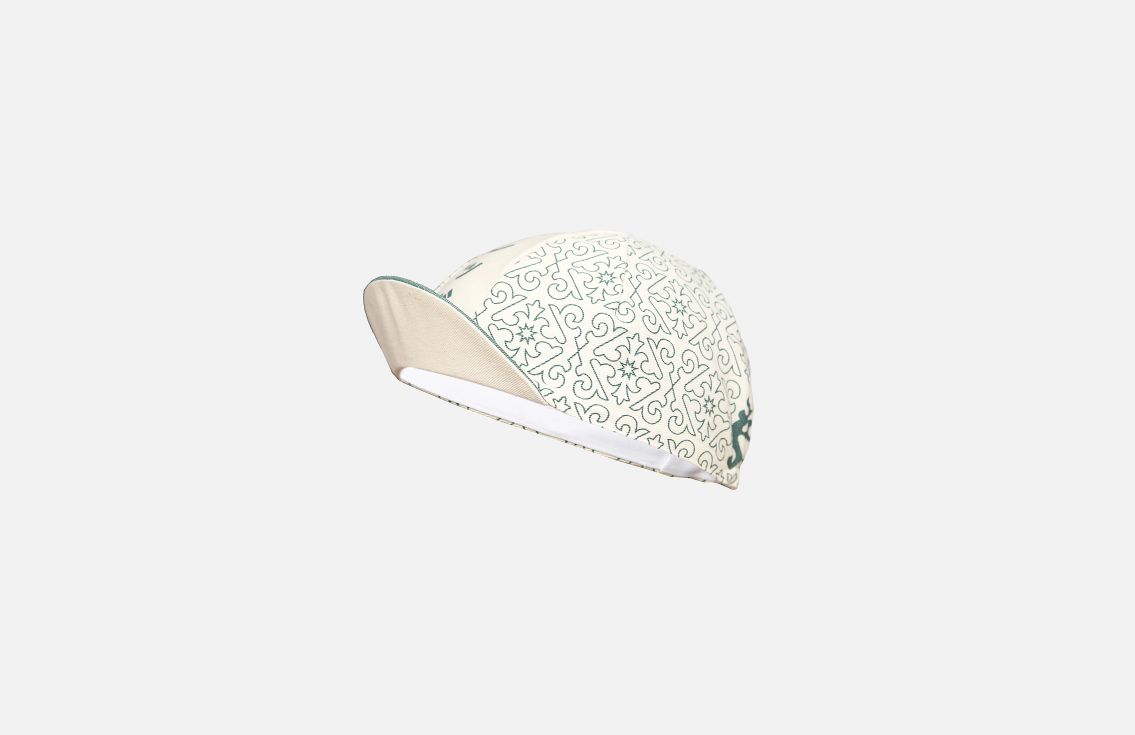 men cycling cap white srmr pedaled detail front