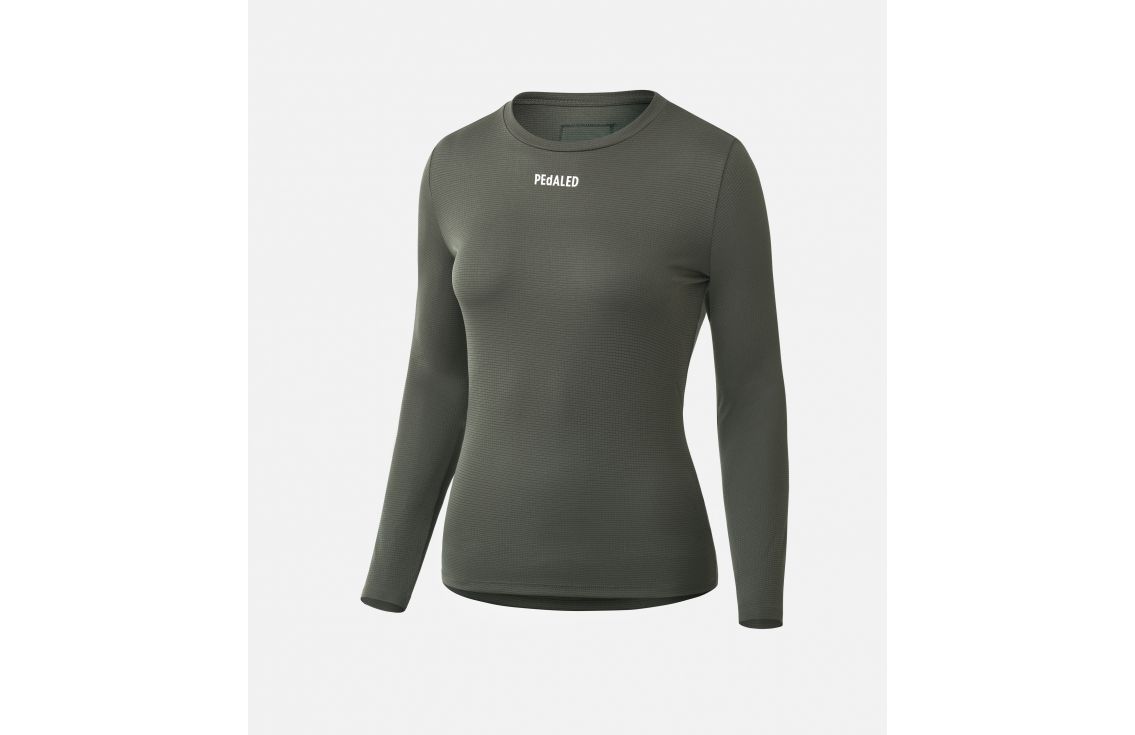 women cycling baselayer grey odyssey still life front pedaled