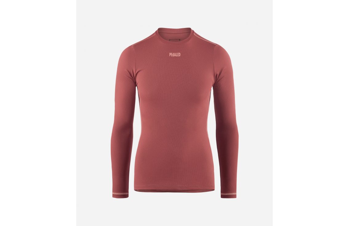 Cycling Base Layer Long Sleeve Dark Red for Women - Front - Odyssey | PEdALED
