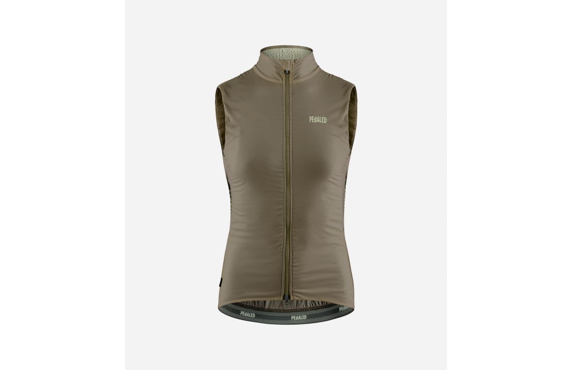 Cycling Insulated Vest Green for Women - Front - Element | PEdALED
