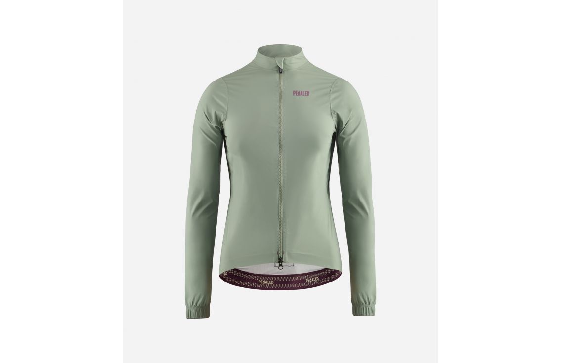 Cycling Waterproof Jacket Green for Women - Front - Element | PEdALED
