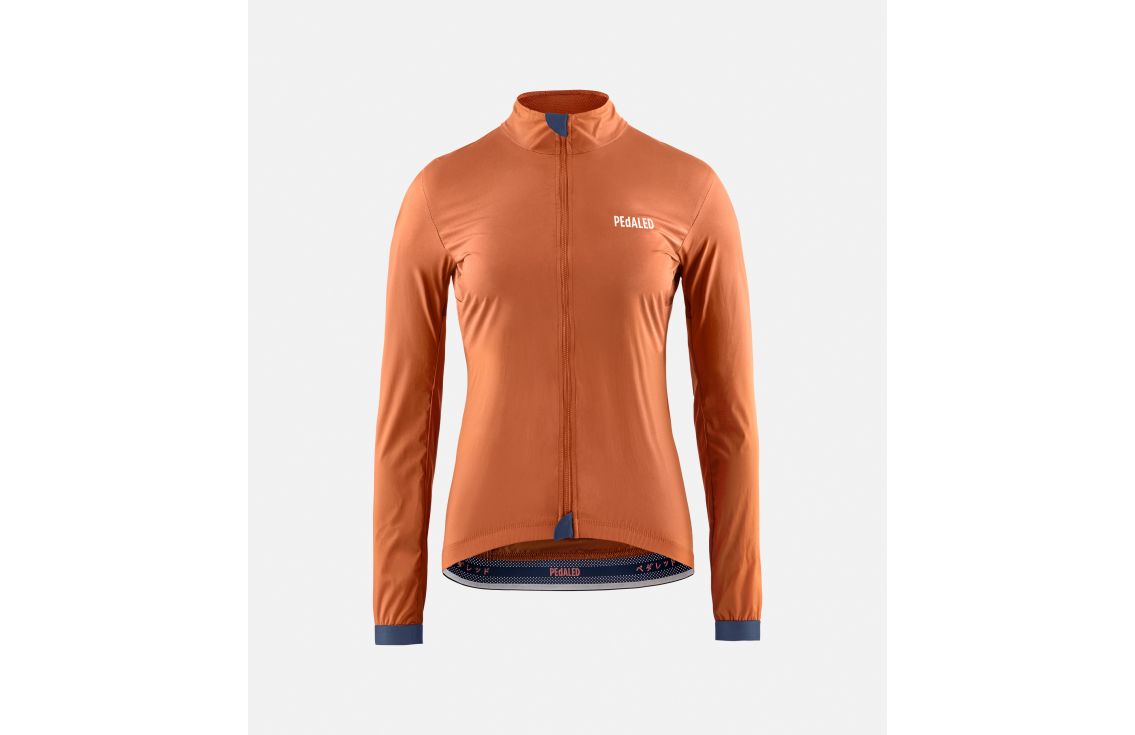 women cycling jacket windproof orange essential front pedaled