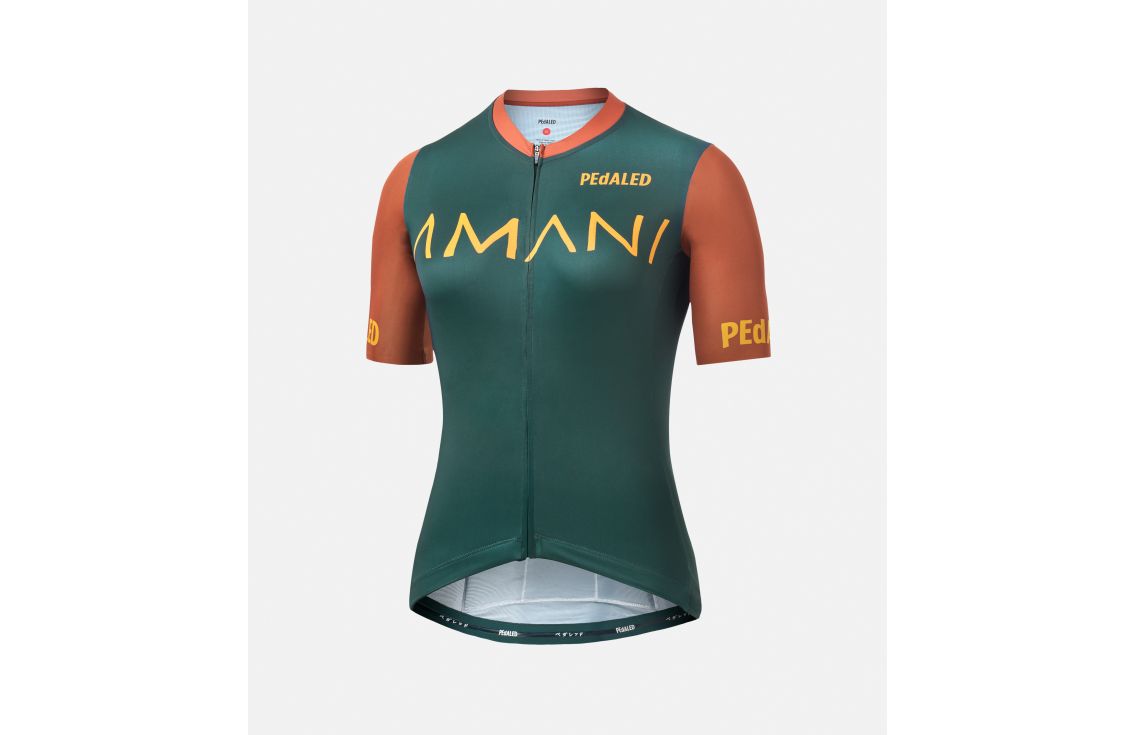 women cycling jersey green amani front pedaled