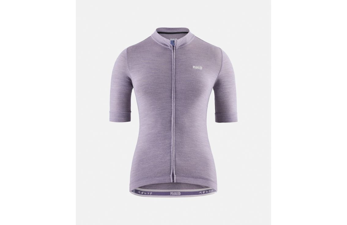 women cycling jersey merino lilac essential front pedaled