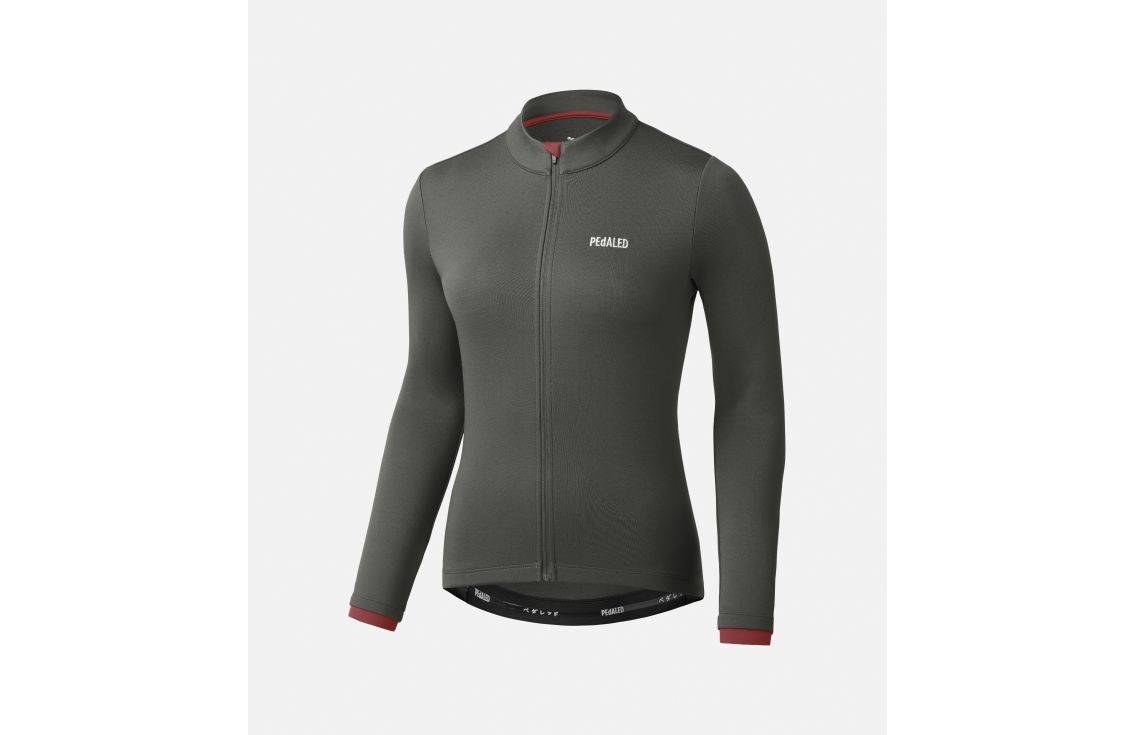 Cycling Jersey Grey Merino For Women - Front - Essential | PEdALED
