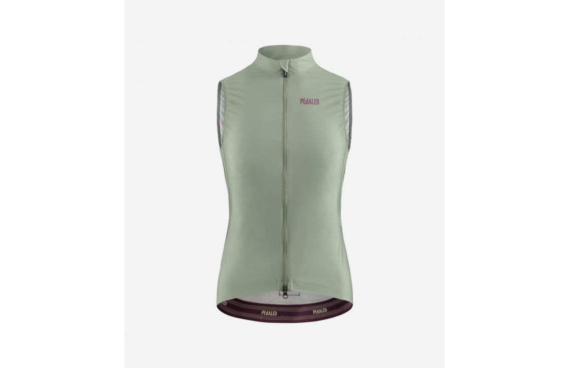 Cycling Waterproof Vest Green for Women - Front - Element | PEdALED