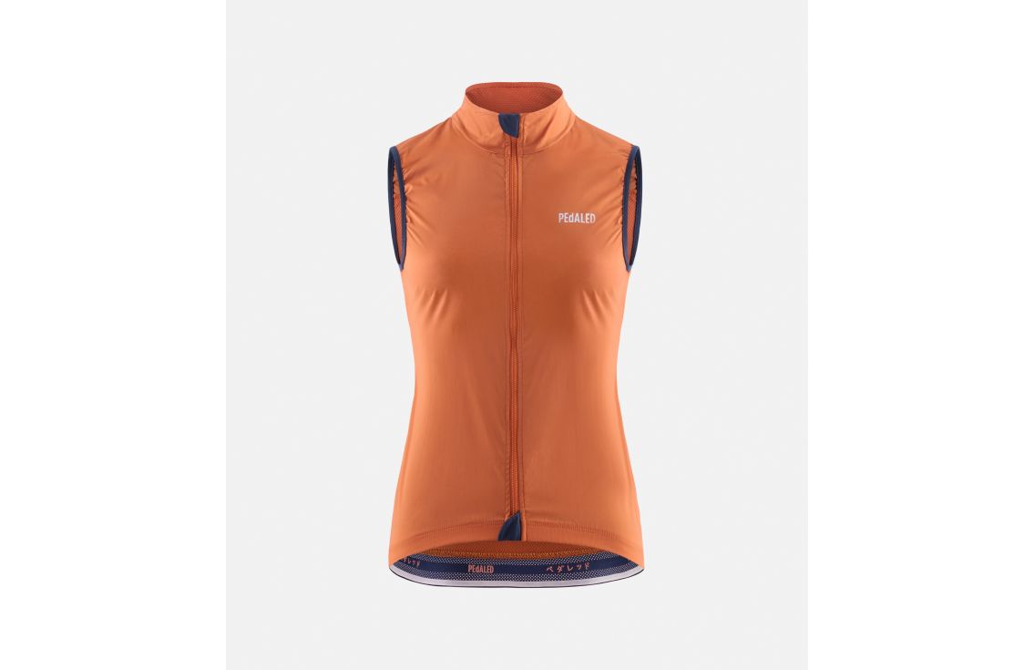 women cycling vest windproof orange essential front pedaled