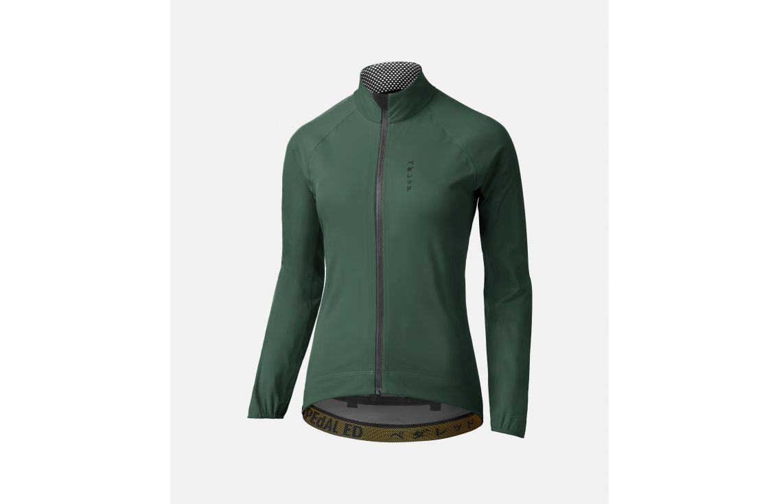 women neoshell jacket forest green mirai front pedaled