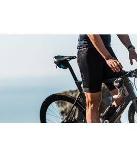 cycling bibshorts charcoal grey front mirai in action pedaled