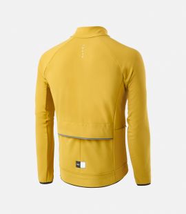 cycling thermo jacket yellow essential back still life pedaled