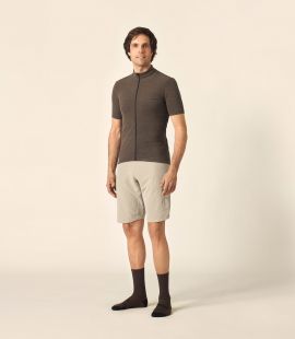 cycling merino jersey brown kaido total body front pedaled