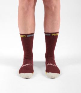 cycling socks dark red odyssey front | PEdALED
