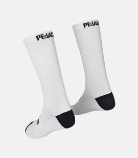 Cycling Socks White Unisex - Back - Essential | PEdALED

