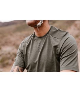gravel t shirts men merino forest green jary in action pedaled