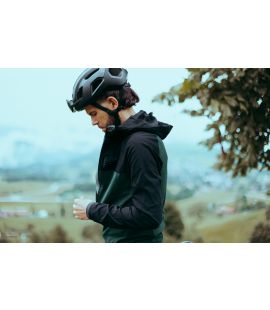 hooded jersey merino all road front zip forest green jary pedaled