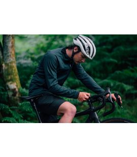 men all road merino cycling jacket charcoal grey jary pedaled action side
