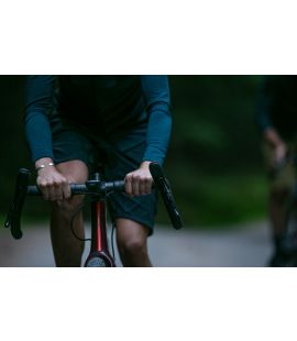 men all road merino cyling jersey long sleeve teal jary pedaled detail