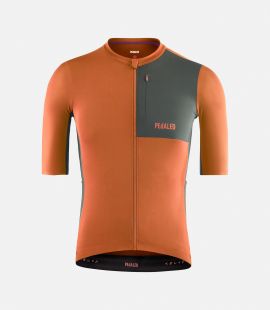 Cycling Cargo Jersey Orange for Men - Front - Odyssey | PEdALED
