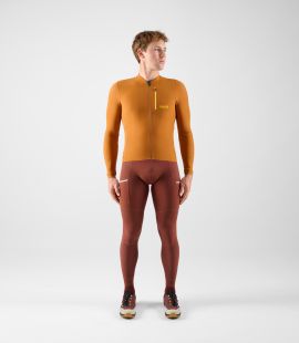 men cycling long sleeve jersey brown odyssey total body front | PEdALED
