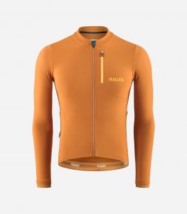 Cycling Jersey Long Sleeve Brown for Men - Front - Odyssey | PEdALED
