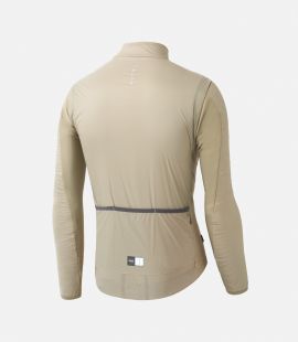 men cycling insulated jacket beige polartec odyssey still life back pedaled