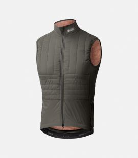 men cycling insulated vest grey polartec odyssey still life front pedaled