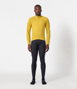men cycling thermo jacket yellow essential total body front | PEdALED
