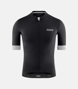men cycling jersey black essential front pedaled