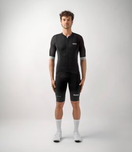 men cycling jersey black essential total body front | PEdALED
