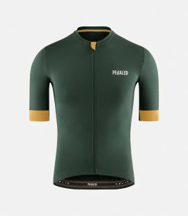 men cycling jersey green essential front pedaled