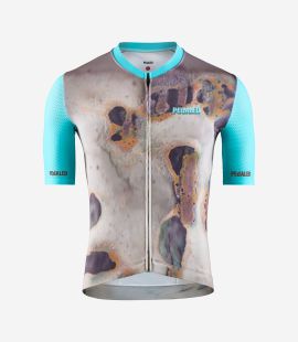 men cycling jersey light blue godai front pedaled