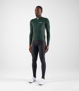 men cycling jersey long sleeve green element total body front | PEdALED
