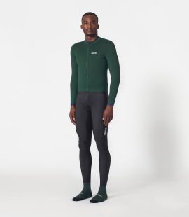 men cycling jersey long sleeve green essential total body front | PEdALED
