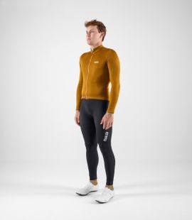 men cycling jersey long sleeve merino brown element total body front | PEdALED
