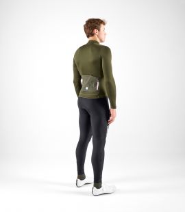 men cycling jersey long sleeve merino green element total body back | PEdALED
