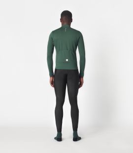 men cycling jersey long sleeve merino green essential total body back | PEdALED
