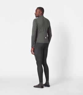 men cycling jersey long sleeve merino grey essential total body back | PEdALED
