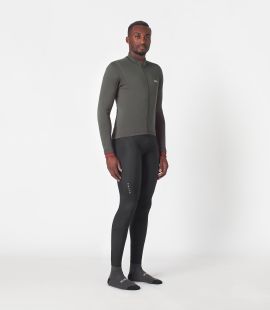 men cycling jersey long sleeve merino grey essential total body front | PEdALED
