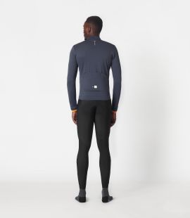 men cycling jersey long sleeve merino blue essential total body back | PEdALED
