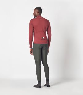 men cycling jersey long sleeve merino red essential total body back | PEdALED
