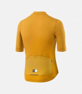 men cycling jersey merino yellow essential back pedaled