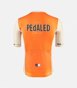 Cycling Jersey Orange for Men - Back - Logo | PEdALED