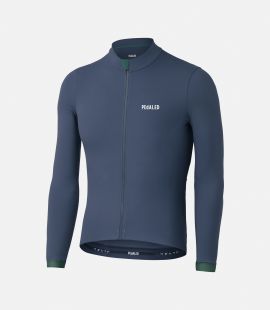 men cycling long sleeve jersey blue essential still life front pedaled