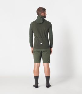 men cycling hooded jacket green jary total body back | PEdALED
