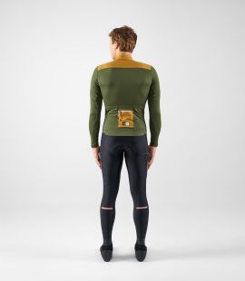 men cycling long sleeve jersey green odyssey total body back | PEdALED
