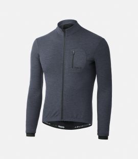 Cycling Merino Jersey Longsleeve Navy for Men - Front - Kaido | PEdALED
