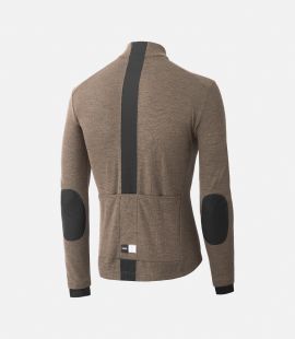 Cycling Merino Jersey Longsleeve Brown for Men - Back - Kaido | PEdALED
