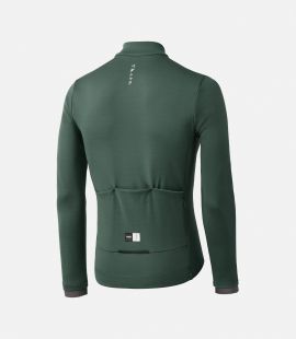 Cycling Jersey Green Merino for Men - Back - Essential | PEdALED
